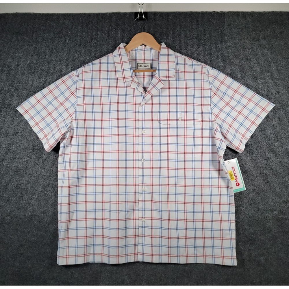 Marmot Air Exchange UPF 40 Plaid Short Sleeve Button Up Shirt Mens XL NWT $80